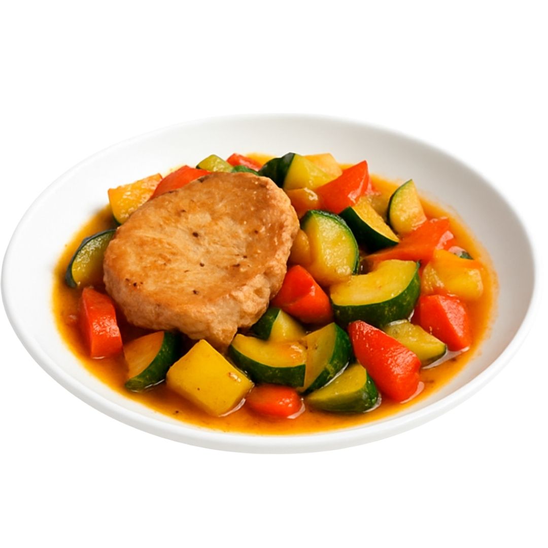 Schab duszony z warzywami