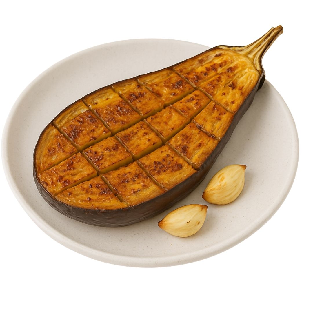 Pieczony bakłażan z czosnkiem